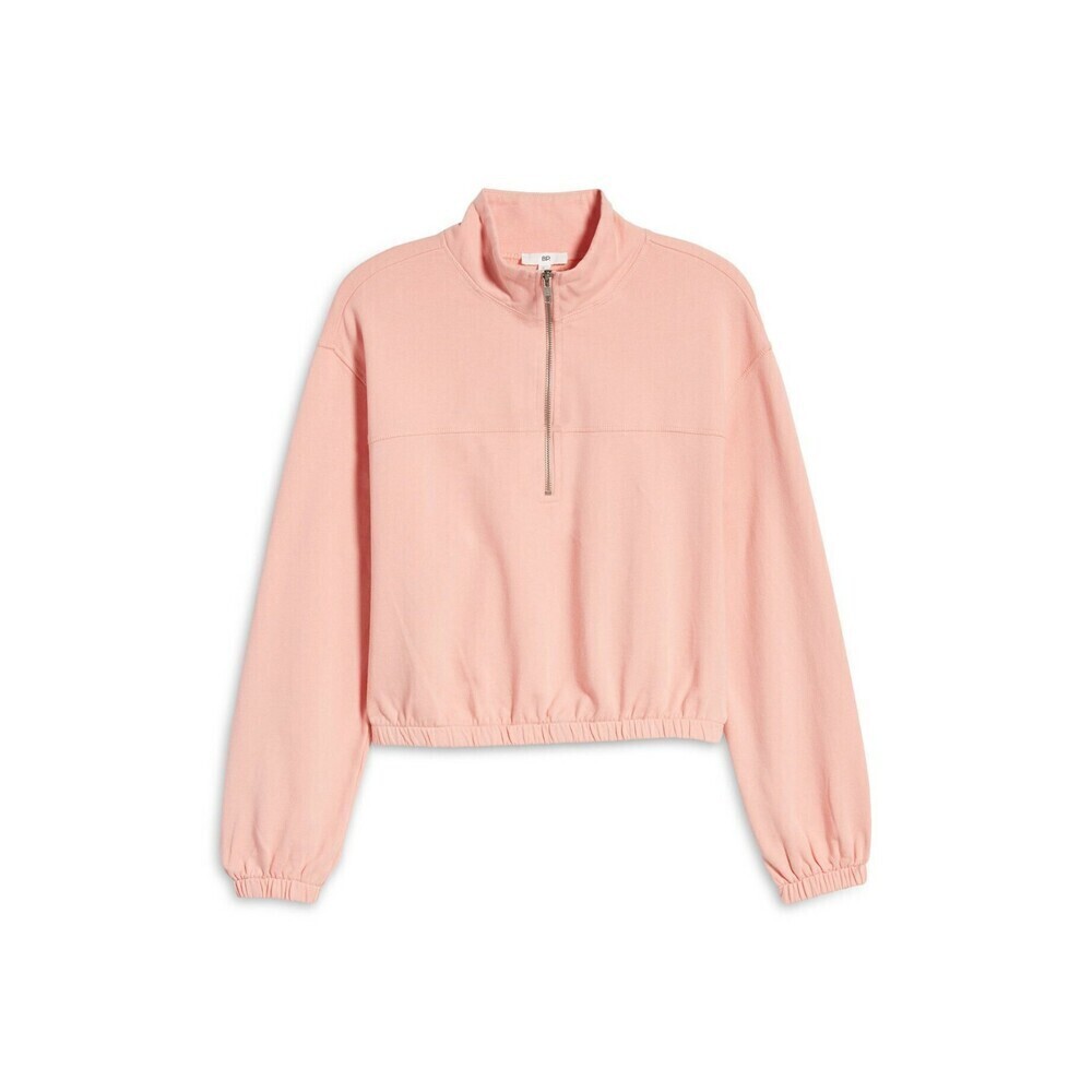 BP. Half Zip Fleece Pullover In Pink Pudding Organic Cotton Plus Size 1X